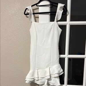 BCBGeneration White Ruffled Mini Sundress
